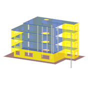 3D model železobetonové budovy v RFEMu