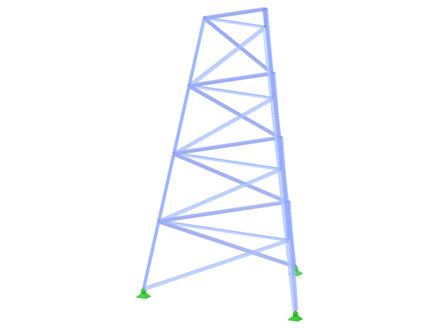 ID modelu 2313 | TST002-a | Příhradový stožár | Trojúhelníkový půdorys | Diagonály nahoru a horizontály