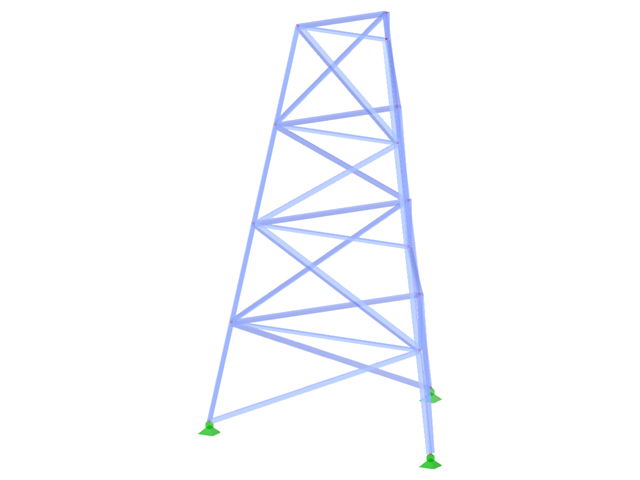 ID modelu 2318 | TST013-b | Příhradový stožár | Trojúhelníkový půdorys | K-diagonály vlevo a horizontály