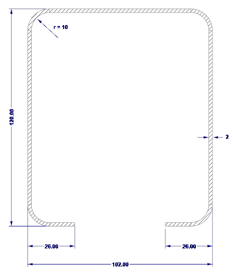 External Dimensions of Cross-Section in mm