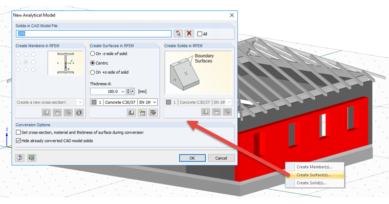 Dialog Box for Converting Architectural Solid