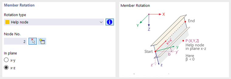 Defining Member Rotation via Help Node