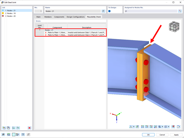 Error Message During Connection Check | Steel Joints for RFEM 6