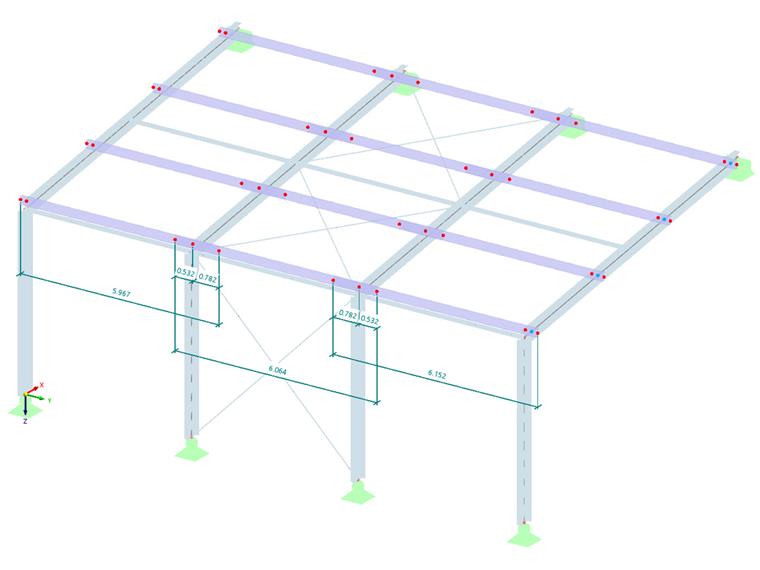 Installed and Overlapping Coupled Purlins