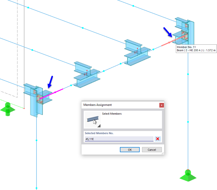Selecting Parts of Members for Defined Hinge
