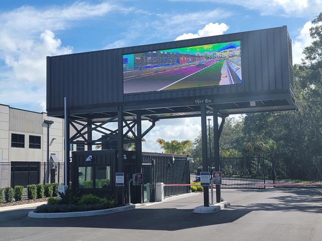 Container Structure with Big Screen | © Modular Structural Consultants LLC