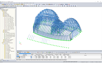 Modello 3D della struttura di supporto in acciaio dell'atrio in RSTAB (© www.novumstructures.com)