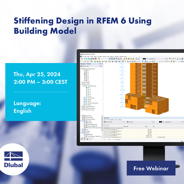 在 RFEM 6 中的建筑模型中进行加劲设计