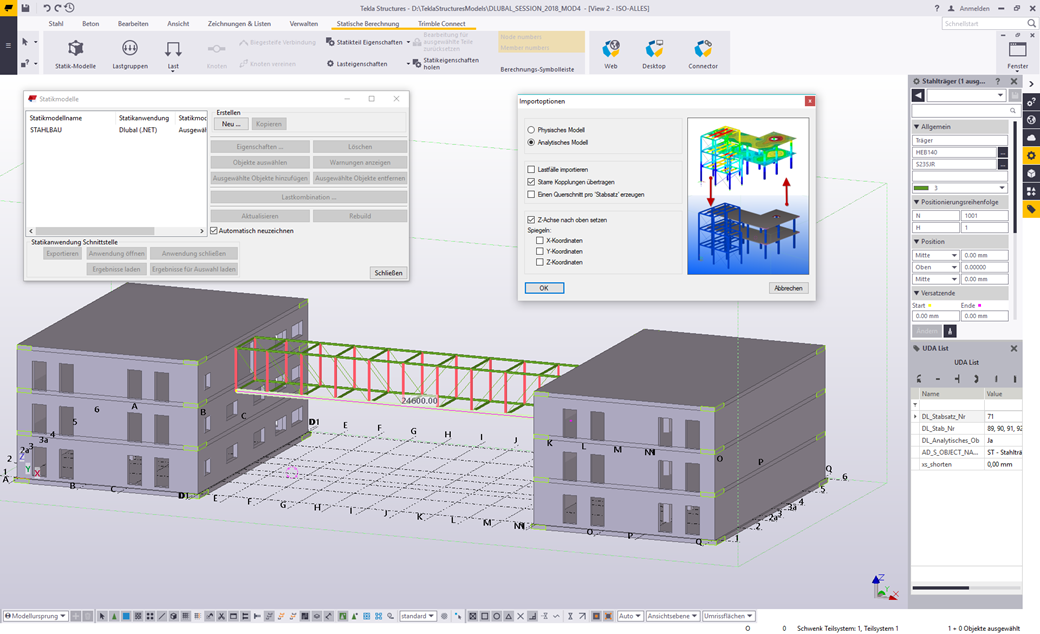 Přenos fyzického modelu z Tekla Structures do programu RFEM