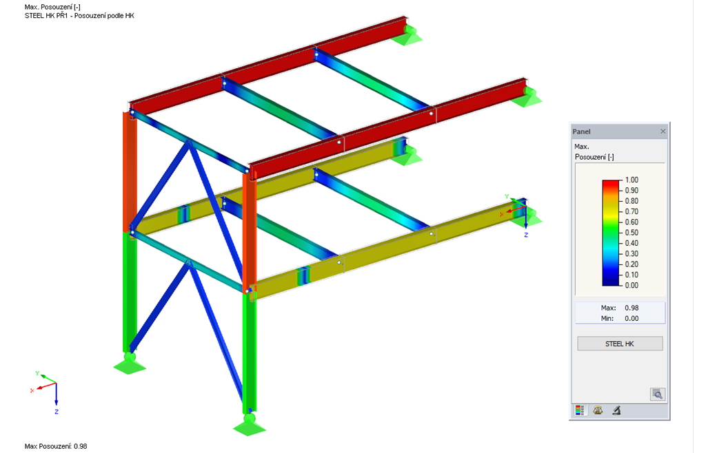 Posouzení Výsledky z programu STEEL HK v 3D renderování