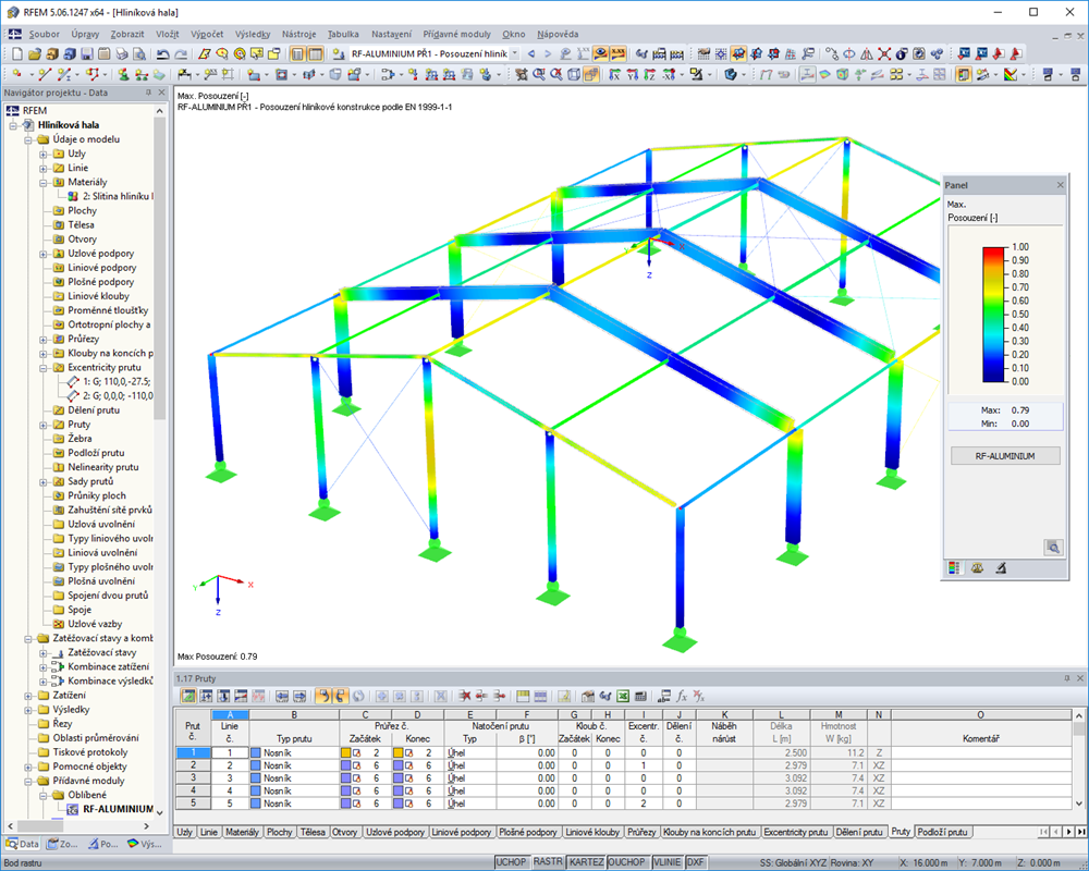 Konstrukce hliníkové haly v programu RFEM