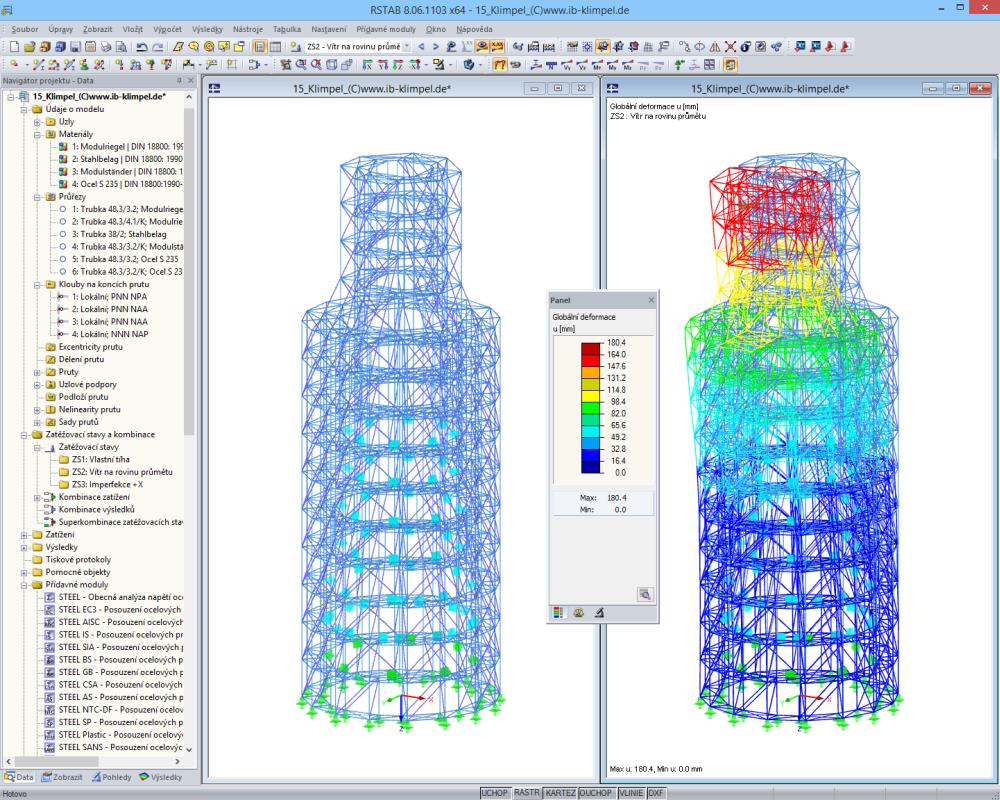 Lešení pro rekonstrukci věží v Kerpenu, Německo | Posouzení v programu RFEM od IB Klimpel, Bochum, Německo | www.ib-klimpel.de
