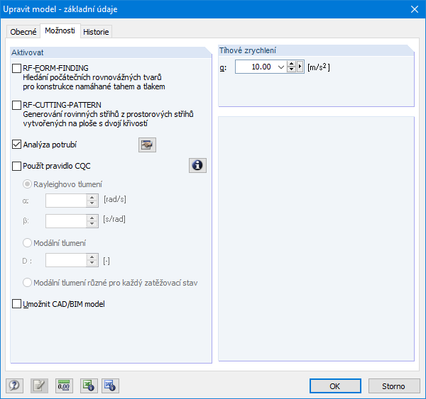 Aktivierung von RF-PIPING Base in den Modell-Basisangaben