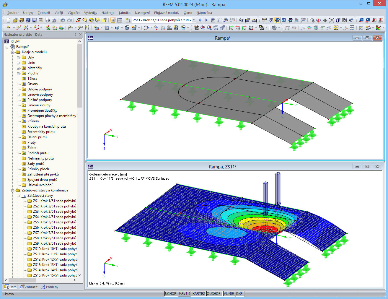 Vygenerovaná zatížení v programu RFEM