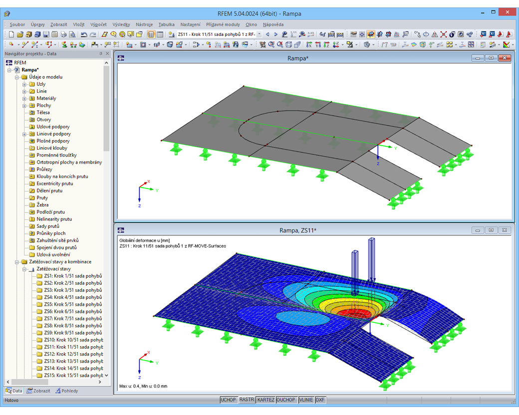 Vygenerovaná zatížení v programu RFEM