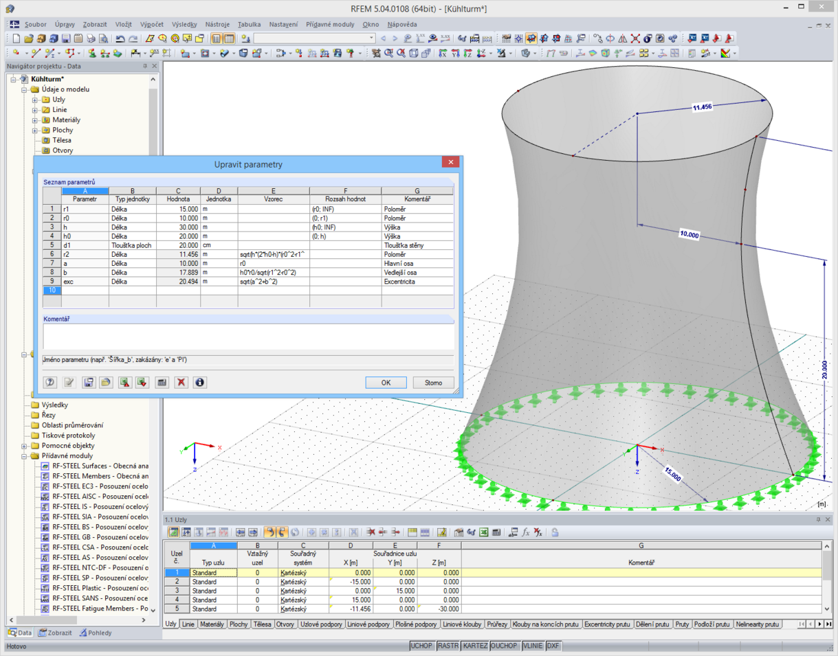Anpassung der Parameter eines Kühlturmes in RFEM