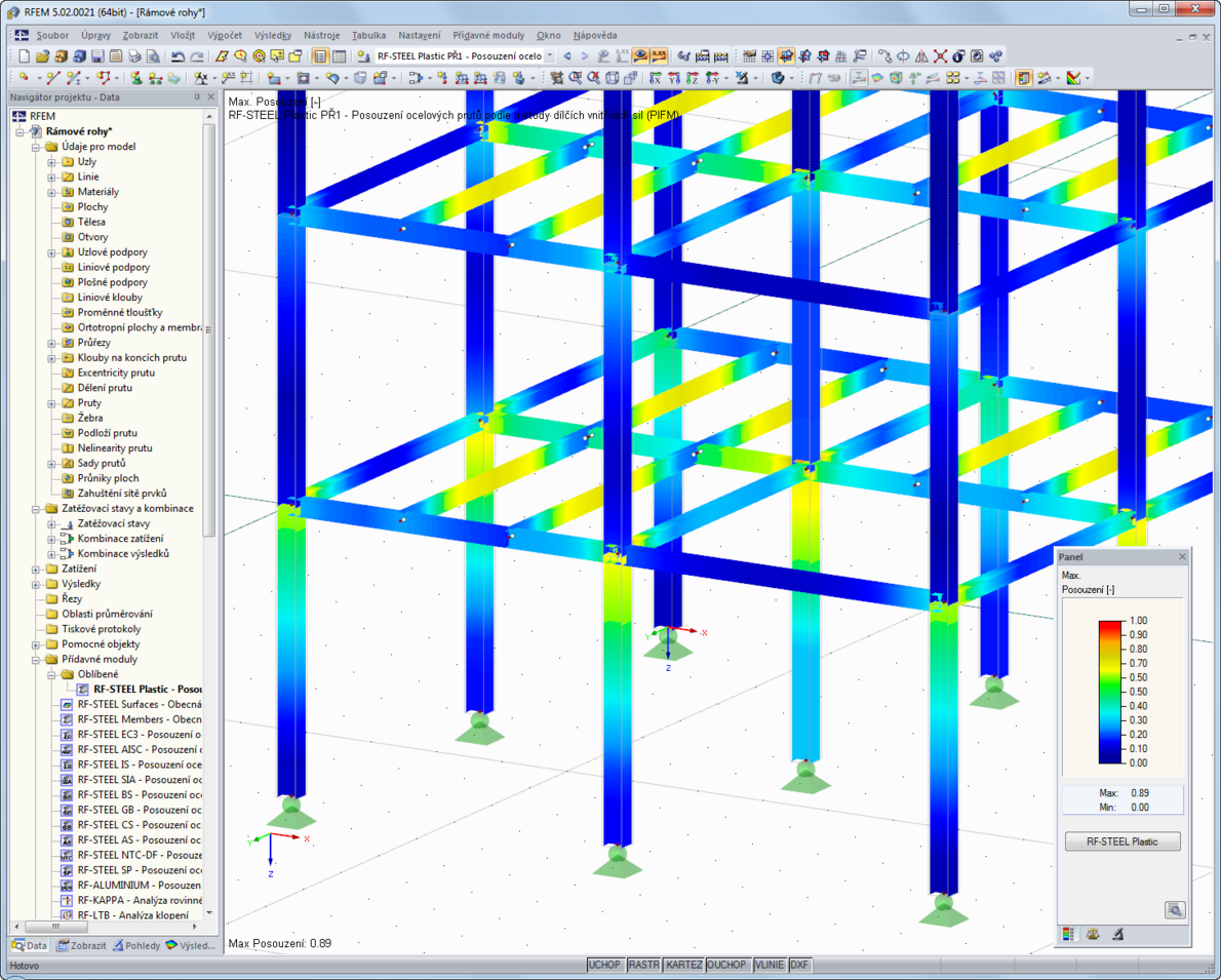 Darstellung des Ausnutzungsgrades im 3D-Rendering in RSTAB