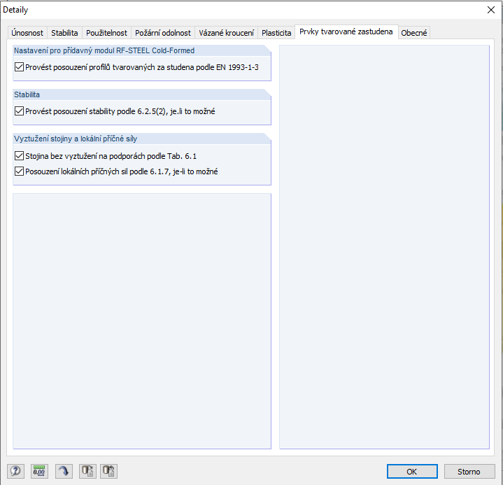 Aktivace posouzení průřezů tvarovaných za studena v modulu RF-/STEEL EC3