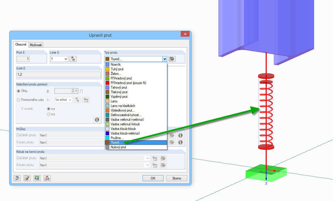 Stabtyp "Dämpfer" in RFEM