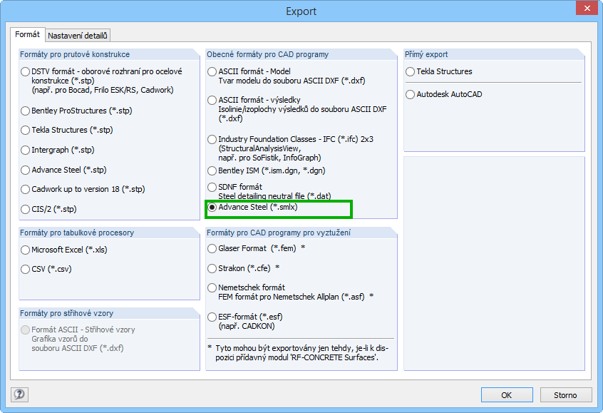 Datenaustausch mit Advance Steel über *.smlx-Dateien
