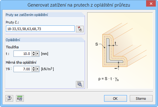Ummantelungslast in Stablasten umwandeln