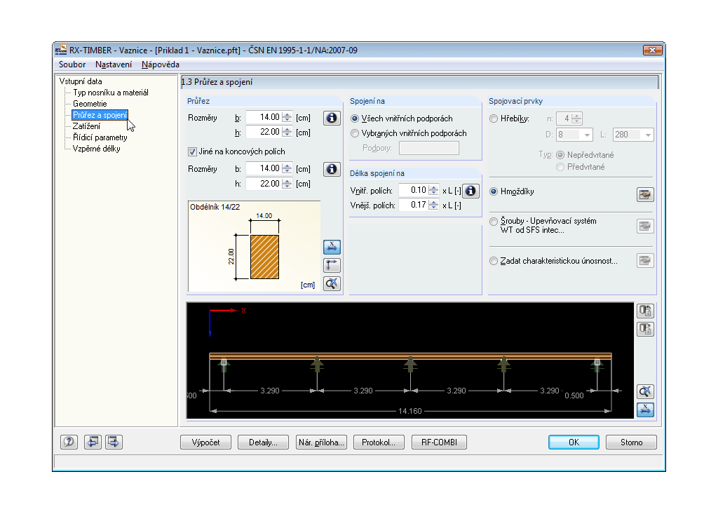 Maske 1.3 Querschnitt und Kopplung