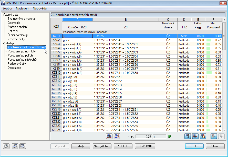 Maske 1.2 Ergebniskombinationen