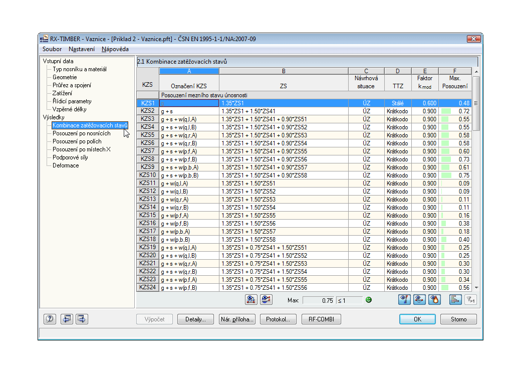 Maske 1.2 Ergebniskombinationen