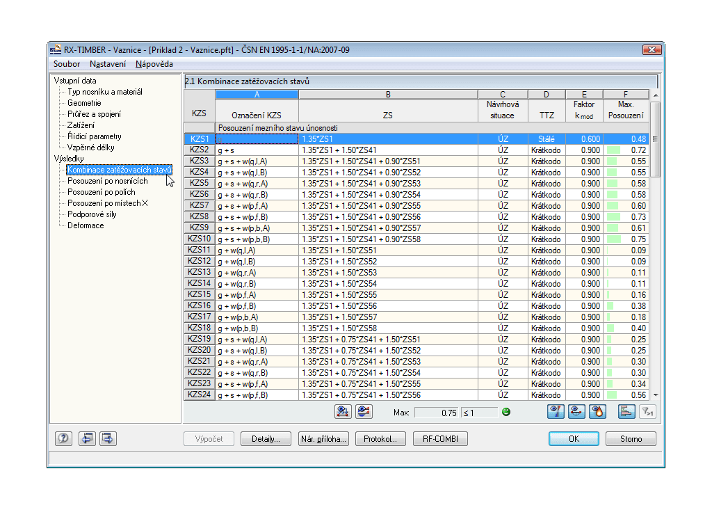 Maske 1.2 Ergebniskombinationen