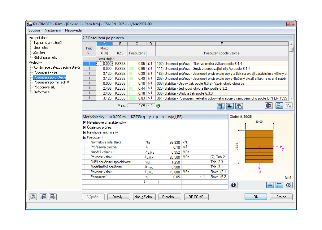 Maske 2.3 Nachweise - Stabweise