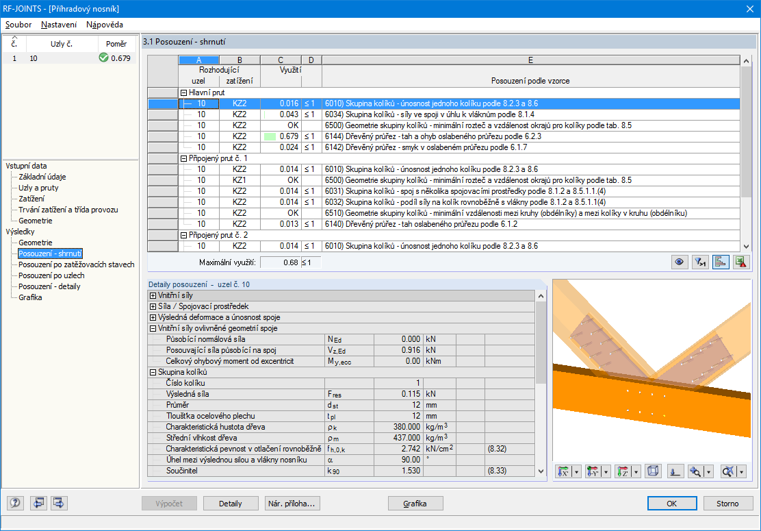 Ergebnisausgabe in Tabellenform