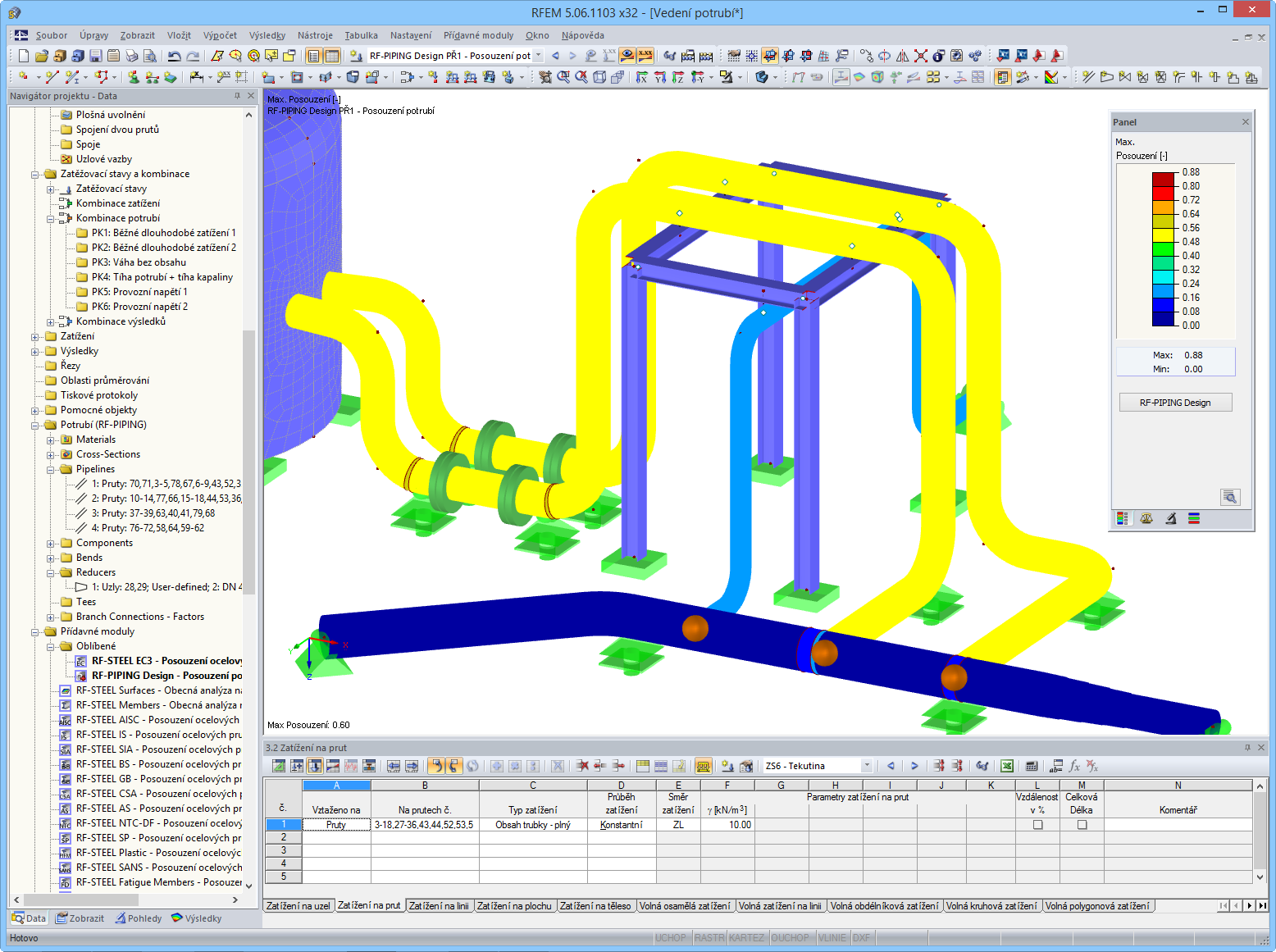 Zobrazení výsledků RF-PIPING Design