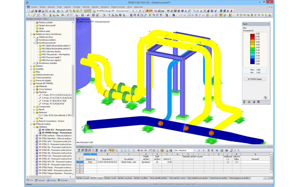 Zobrazení výsledků RF-PIPING Design