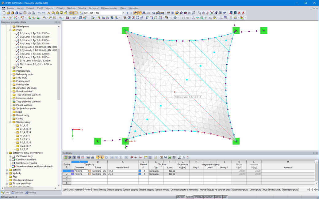Darstellung der Schnittmuster im RFEM-Modell