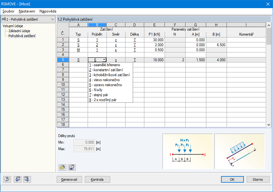 Eingabe: Wahl des Lastverlaufs
