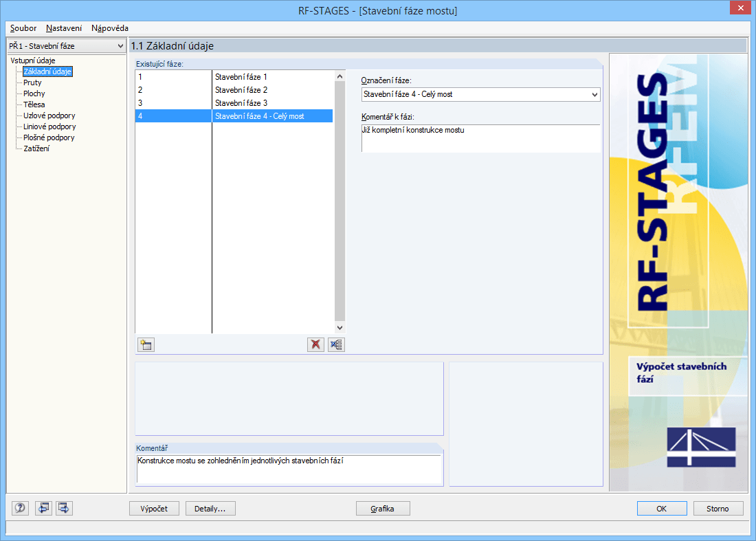 1.1 Základní údaje - zadávání fází
