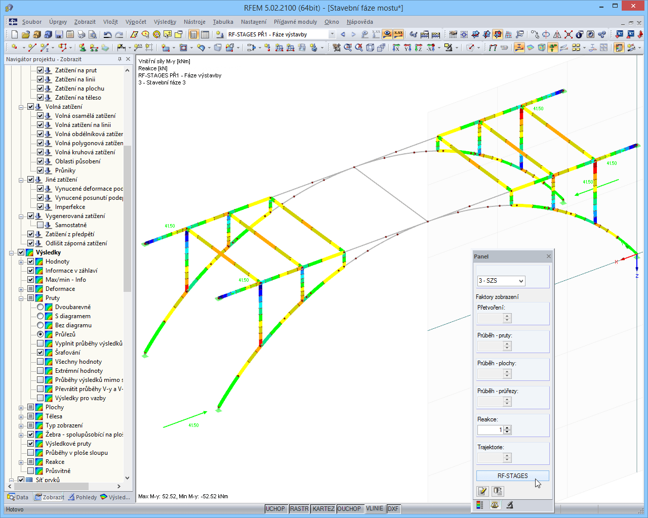 Bemessungsschnittgrößen für Bauzustand 3 in RFEM
