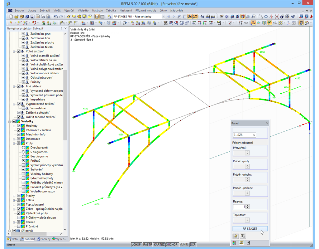 Bemessungsschnittgrößen für Bauzustand 3 in RFEM