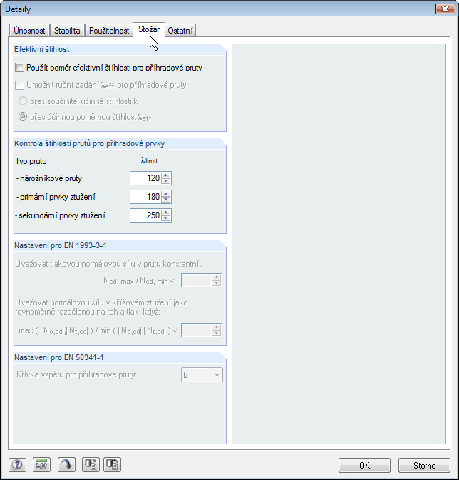 Detaileinstellungen für Gittermast