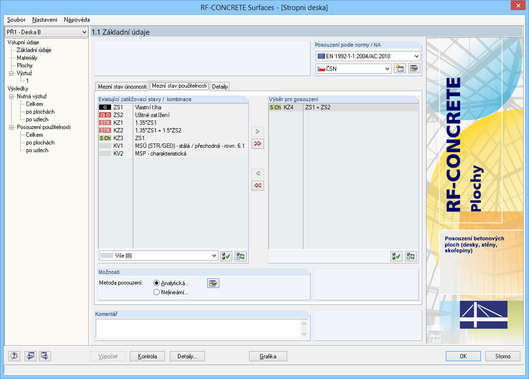 Základní údaje v RF-CONCRETE Surfaces