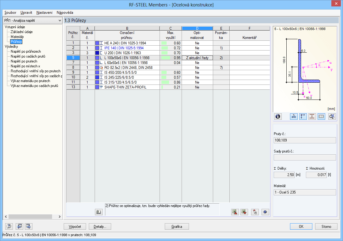 Optimierungsmöglichkeit von Querschnitten