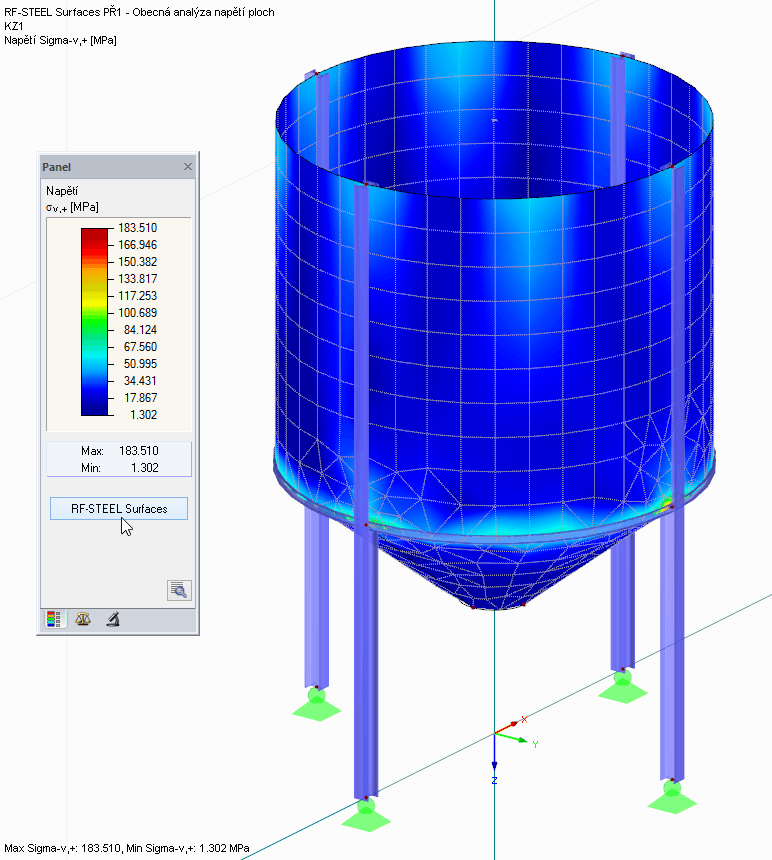 Výsledky v grafice RFEMu - Plochy
