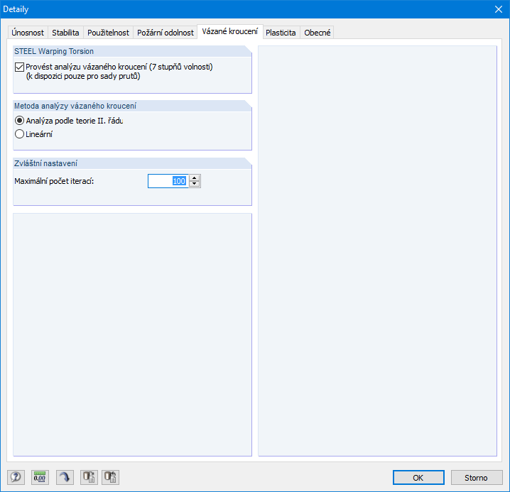 Aktivace rozšíření RF-/STEEL Warping Torsion v modulu RF-/STEEL EC3