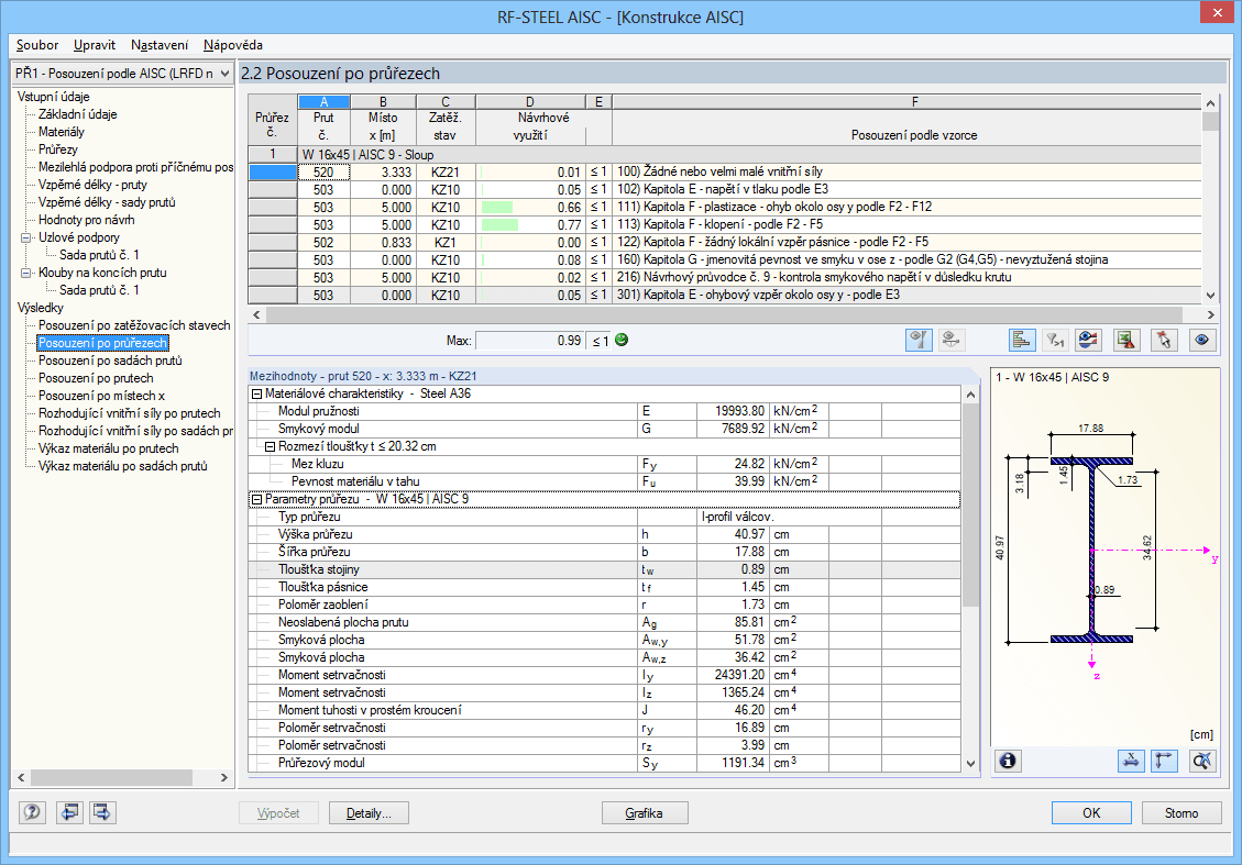 Maske 2.2 Ergebnisse querschnittsweise