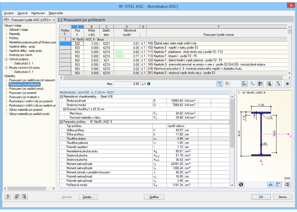 Maske 2.2 Ergebnisse querschnittsweise