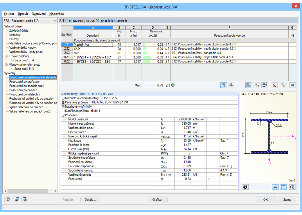 Nachweise lastfallweise