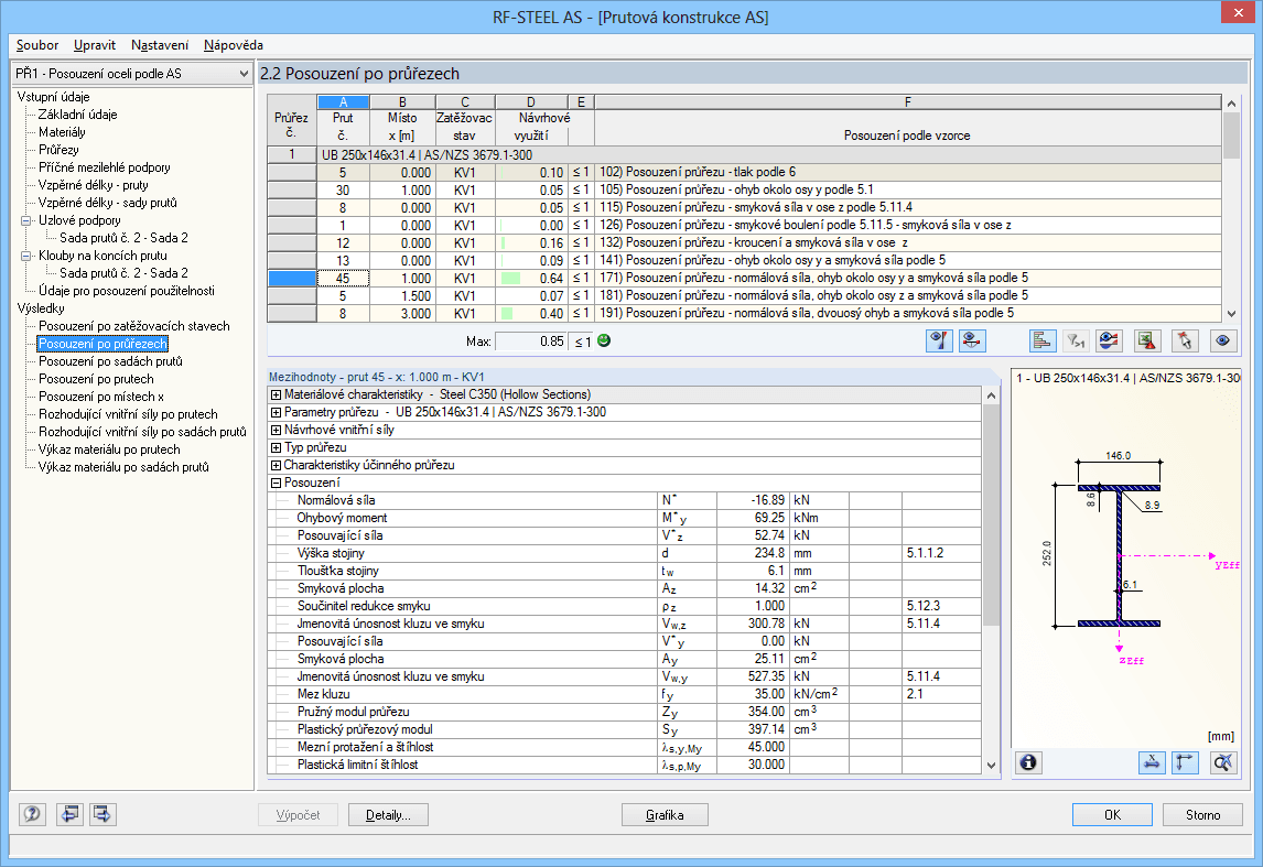 Maske 2.2 Nachweise querschnittsweise