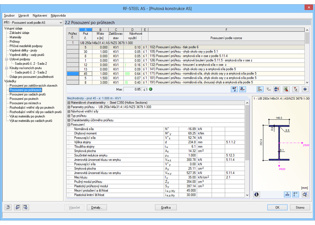 Maske 2.2 Nachweise querschnittsweise