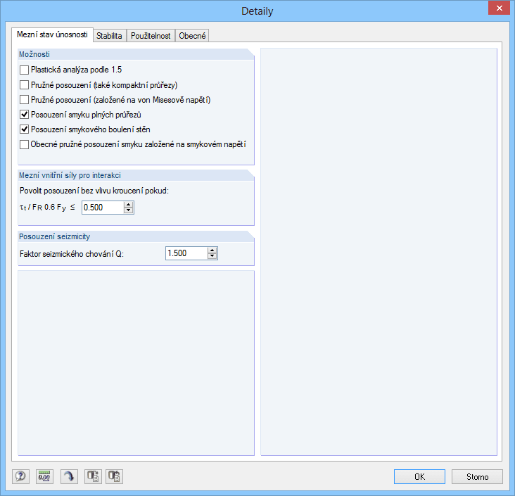 Detaileinstellungen Tragfähigkeit