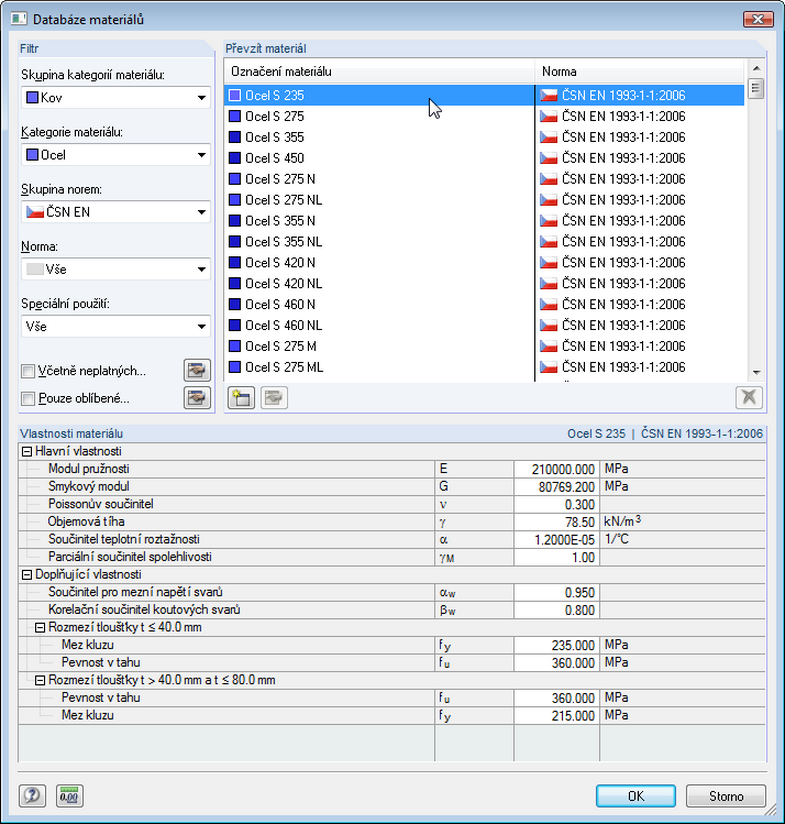 Materialbibliothek mit berechnungs- und bemessungsrelevanten Kennwerten